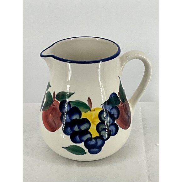 Hand-Painted Dansk Ceramic Pitcher With Fruit Design Made In Italy - Picture 2 of 8
